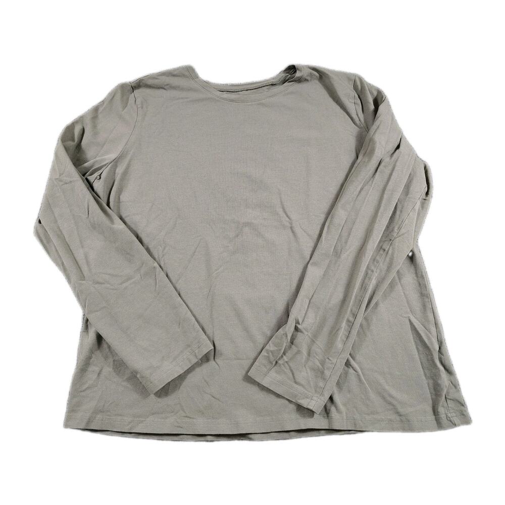 Pact Long Sleeve T Shirt Women's XL Gray Crew Neck Organic Cotton Minimalist Tee